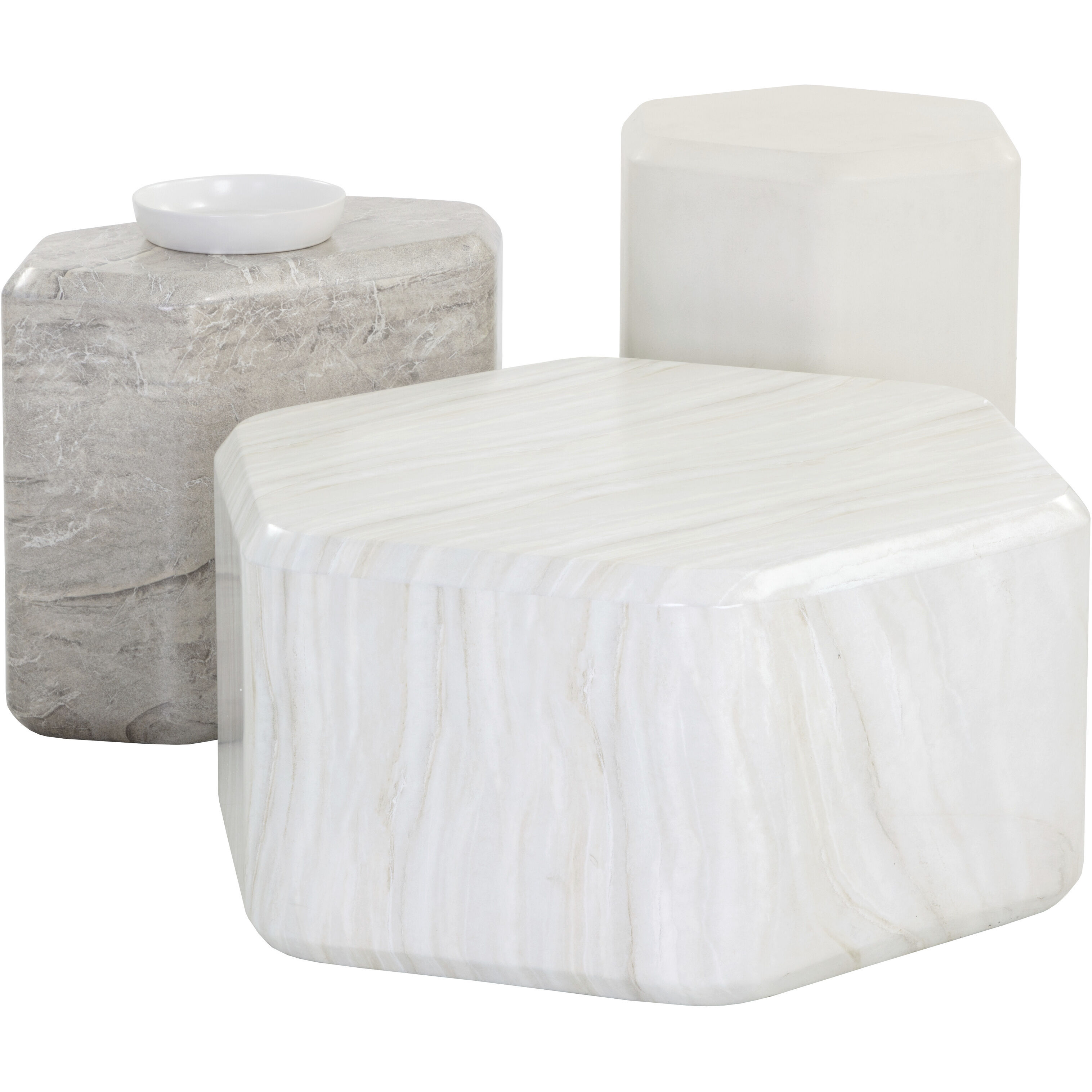 Spezza 22.75 X 18.75 inch Marble Look / Grey Outdoor Side Table, Low